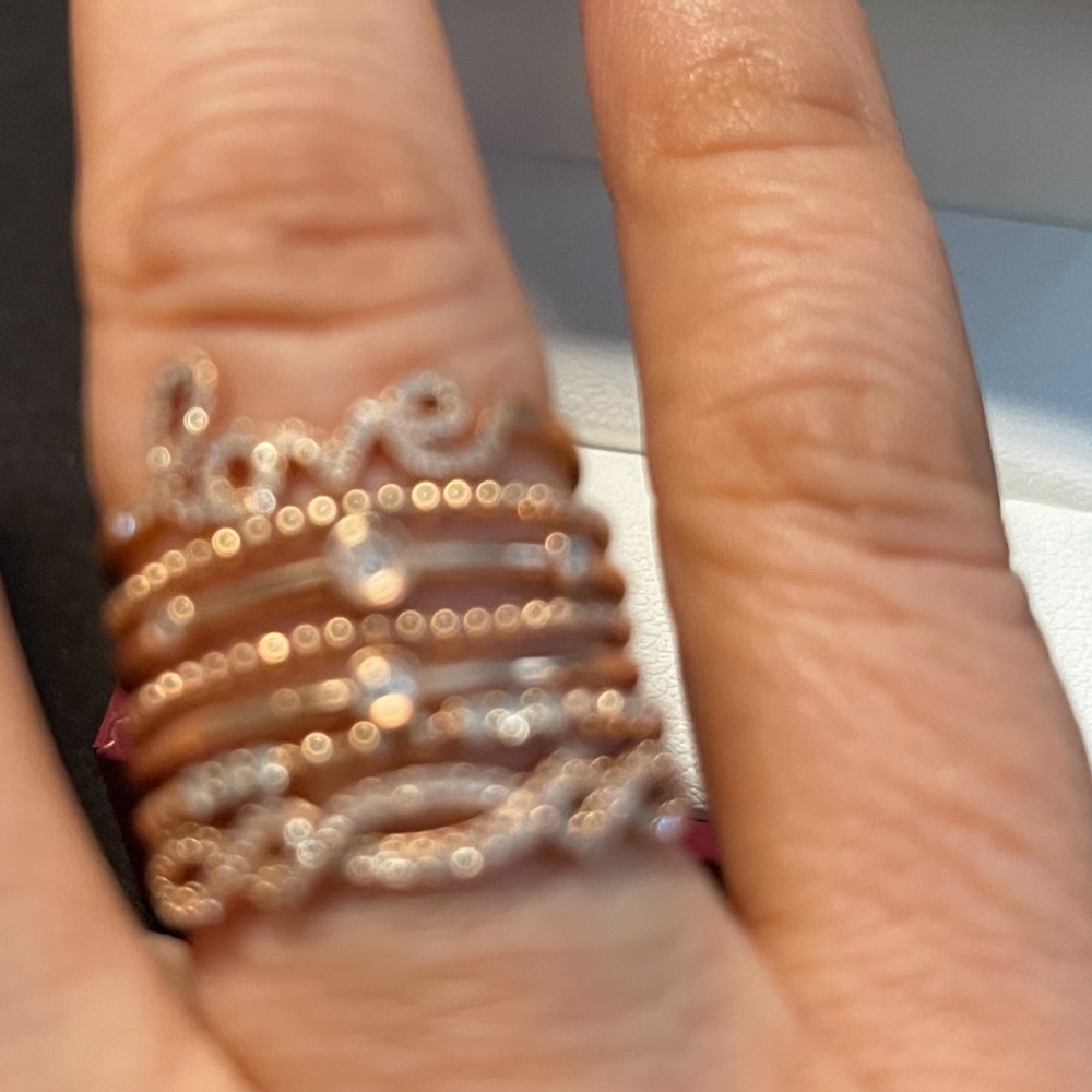 SOLD 💕Big Sale Diamond Rose Gold 4 Pieces Ring Set!💕Size 7